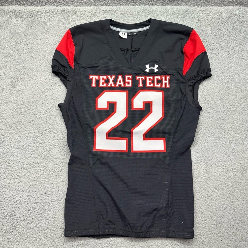 Under Armour UFJ Size Large‎ Texas Tech #22 Black Football Jersey UF035JM 496656